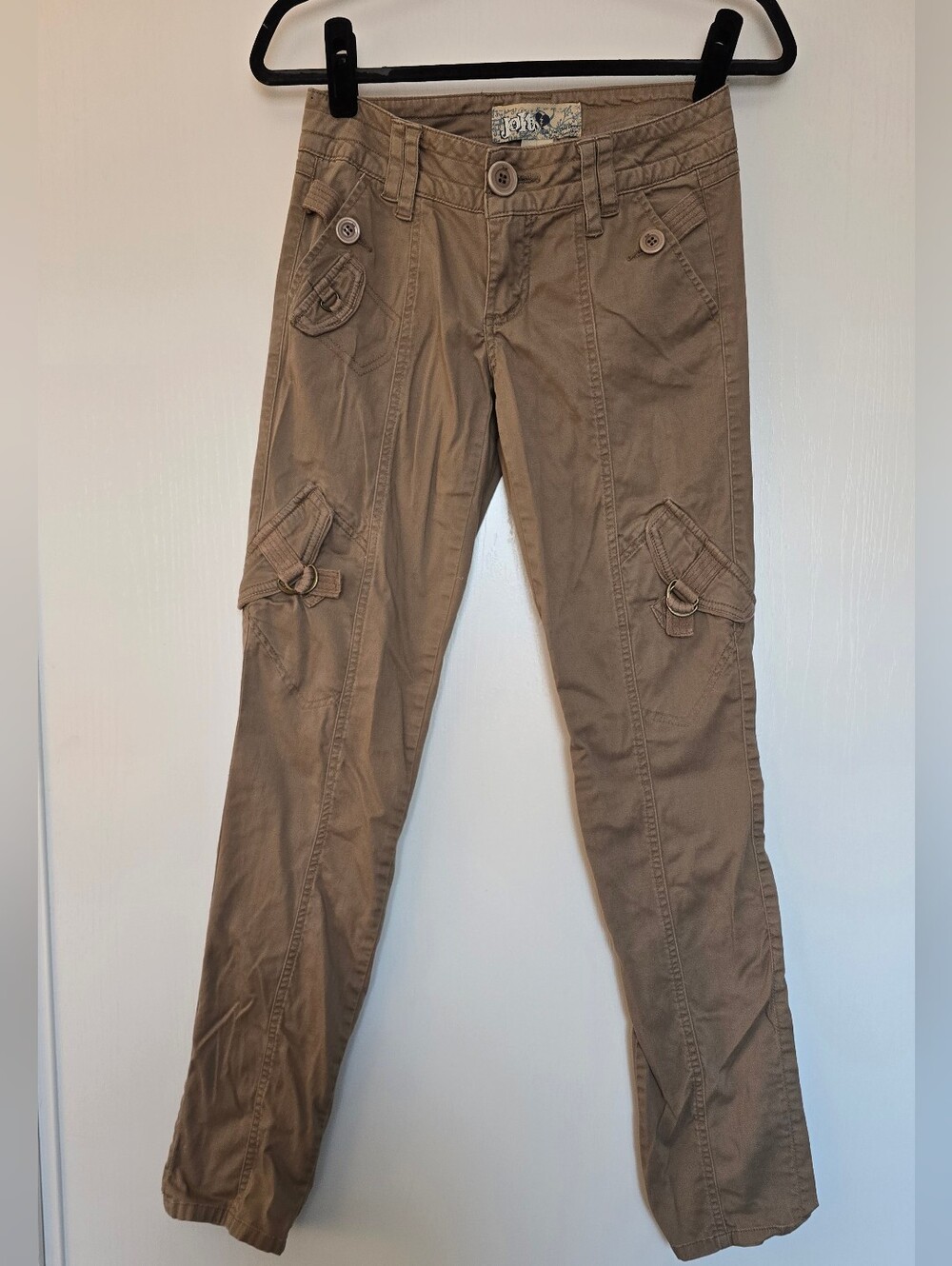 Jolt - Vintage Y2K Tan Cargo Utility Skinny D-Ring Pants